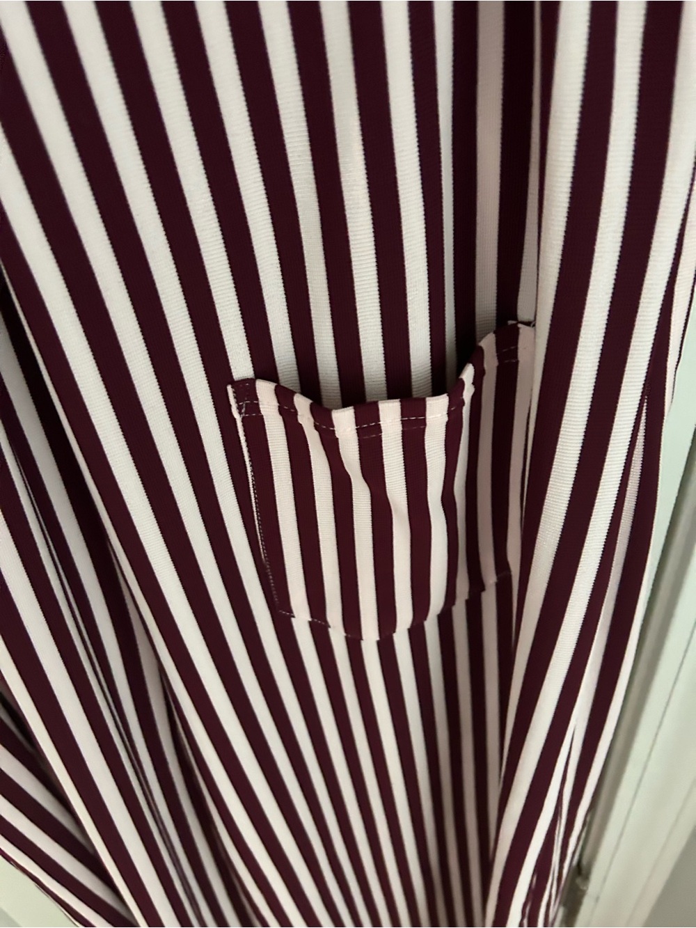 HALARA Burgundy and White Striped Sleeveless Overalls - Picture 5 of 6